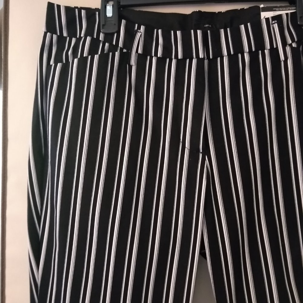 STRIPED TAPERED LEG ANKLE PANTS. NWT.